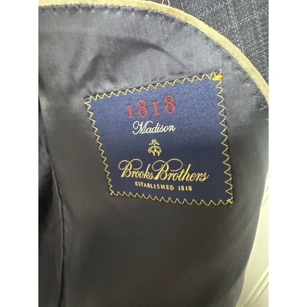 Brooks Brothers Regent E Thomas Full Canvas Sport Coat Blazer Navy Plaid 42S